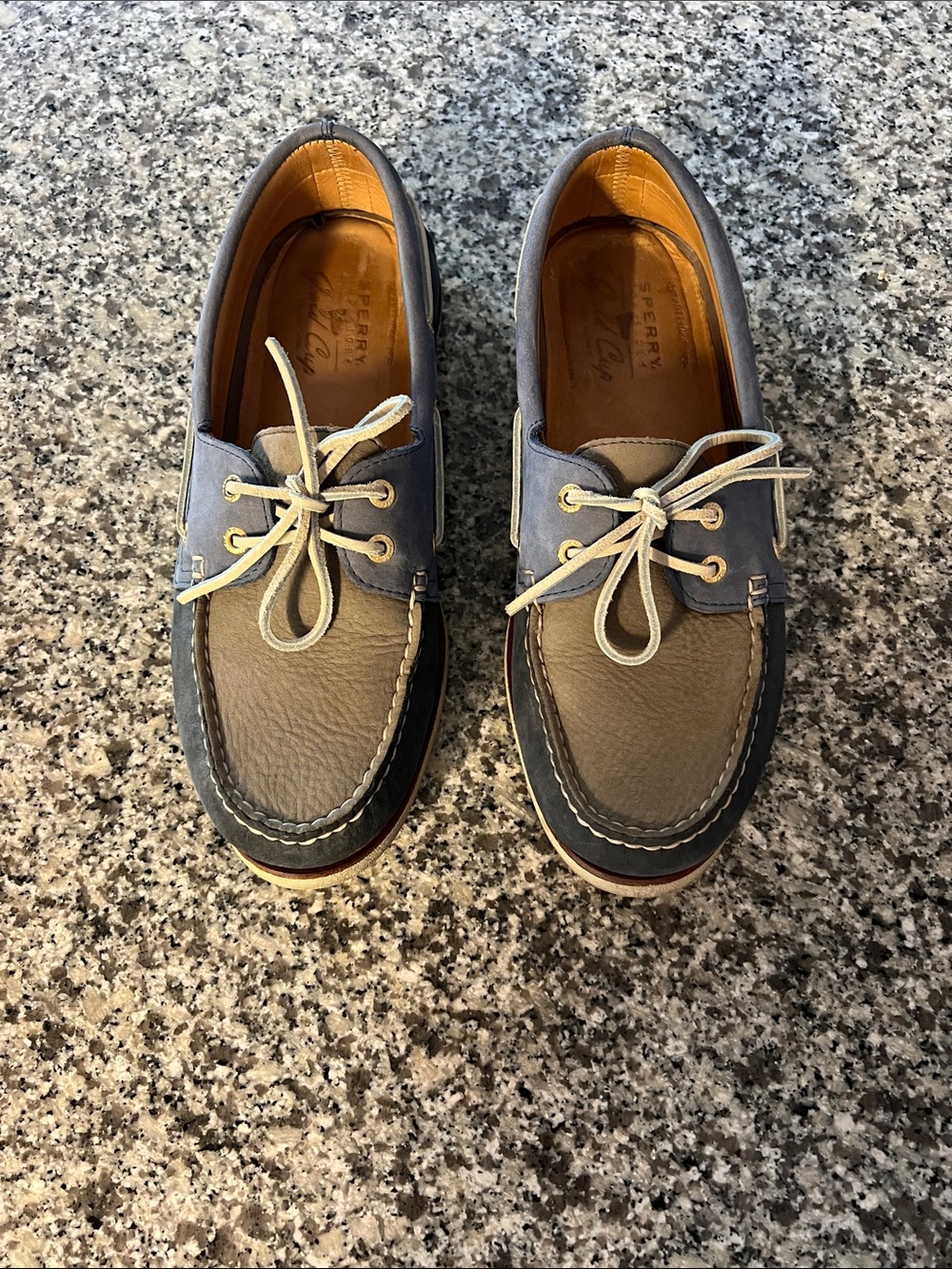Sperry Two-Tone Gray and Brown Leather Boat Shoes